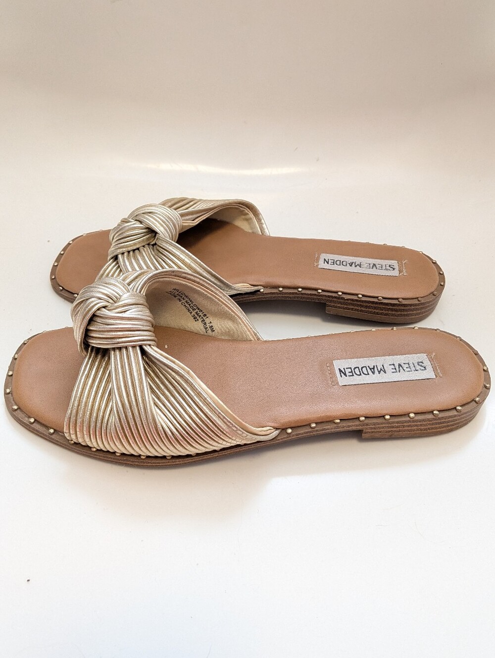 Steve Madden Willow Gold Knot Slide Sandals - Women's